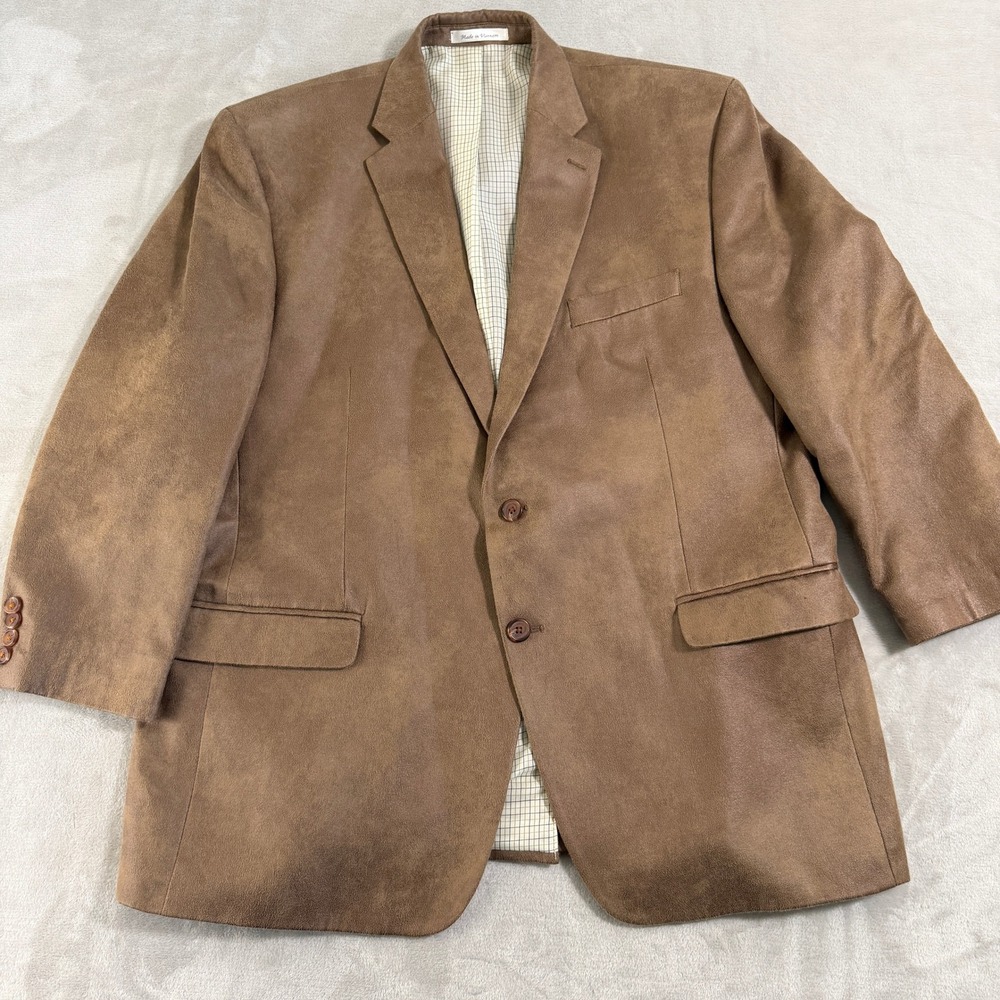 Ralph Lauren Mens Brown Faux Suede Ultra Suede Blazer Sport Coat Jacket 46R